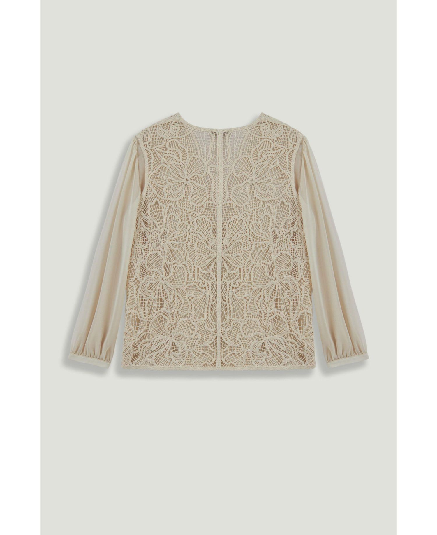Women's Floral-Lace V-Neck Sheer Sleeve Jacket