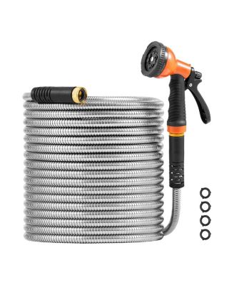 100ft Metal Garden Hose Stainless Steel Water Hose Lightweight No Kink