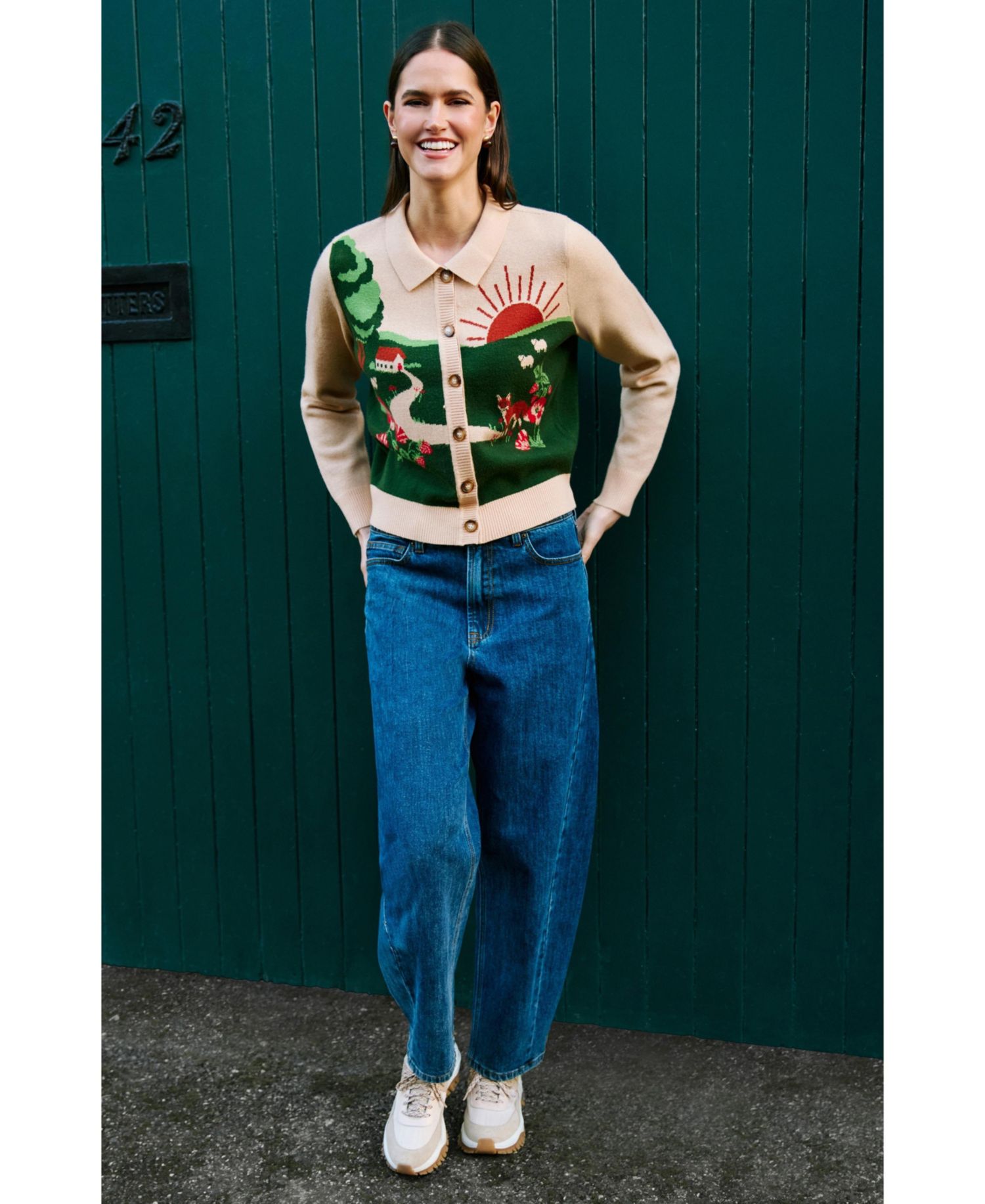 Women's Sunrise Fox Collared Long-Sleeve Cardigan