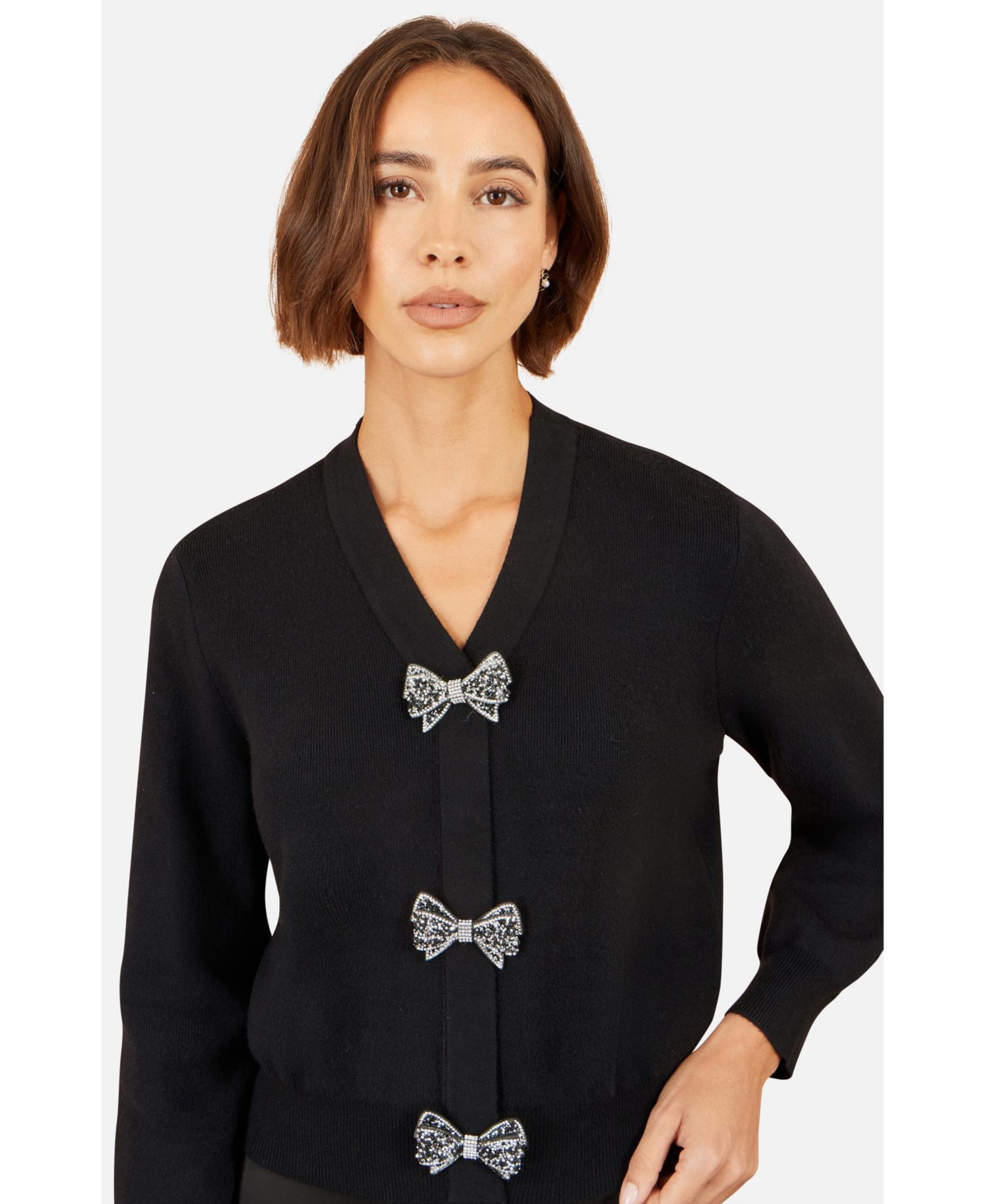 Women's Sparkle Bow Cardigan V-Neck