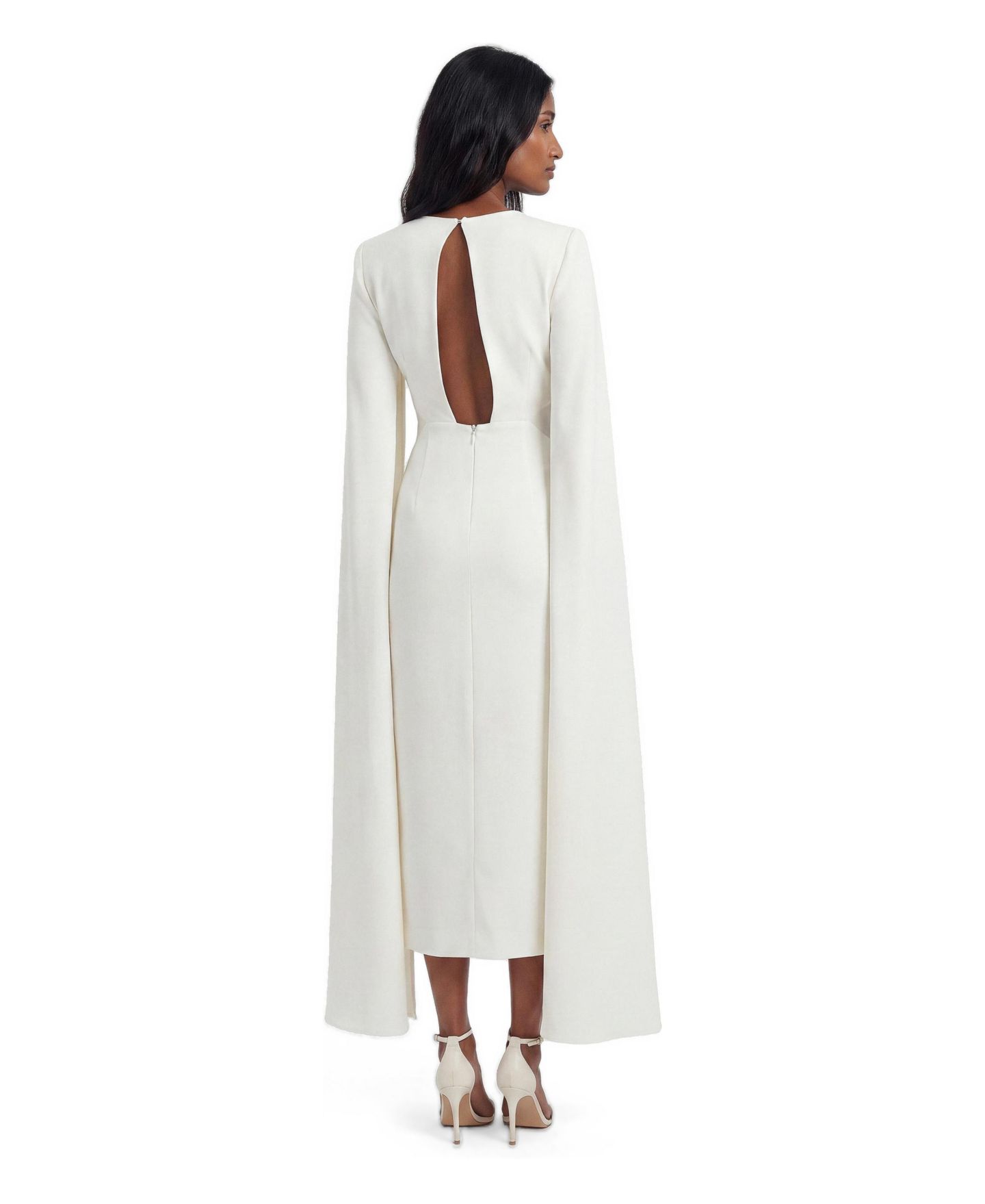 Женское платье Karen Millen Cape Mesh Midi, цвет: Слоновая кость — фото 3