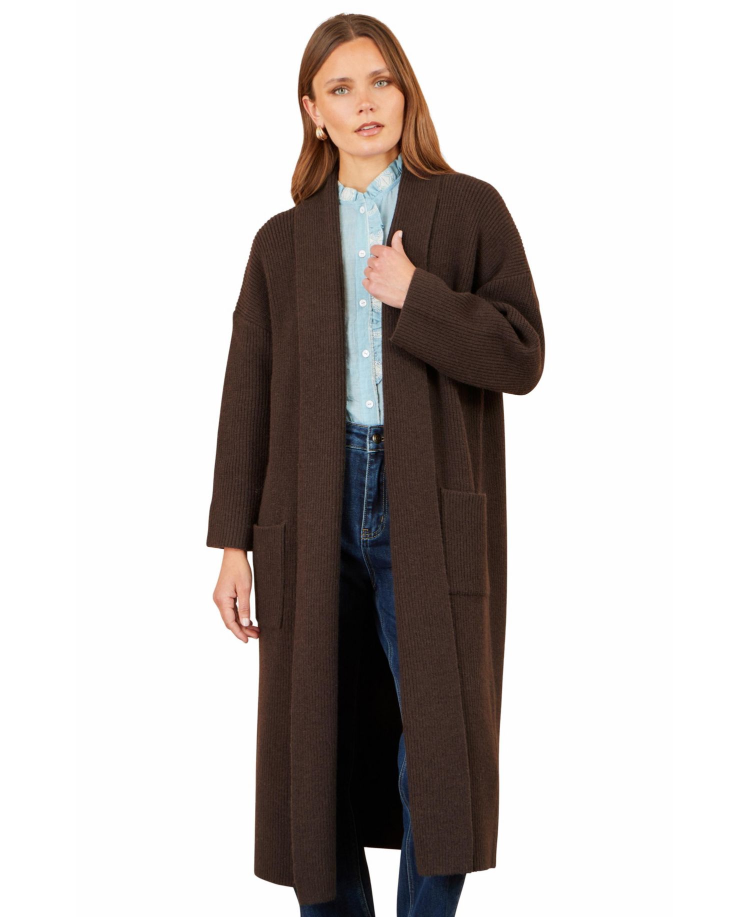 Women's Long Sleeve Knitted Maxi Cardigan