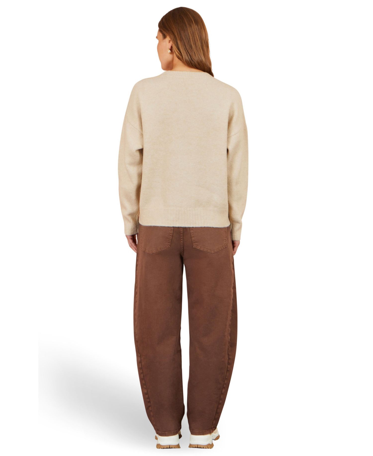 Women's Crochet Floral-Print Relaxed-Fit Sweater