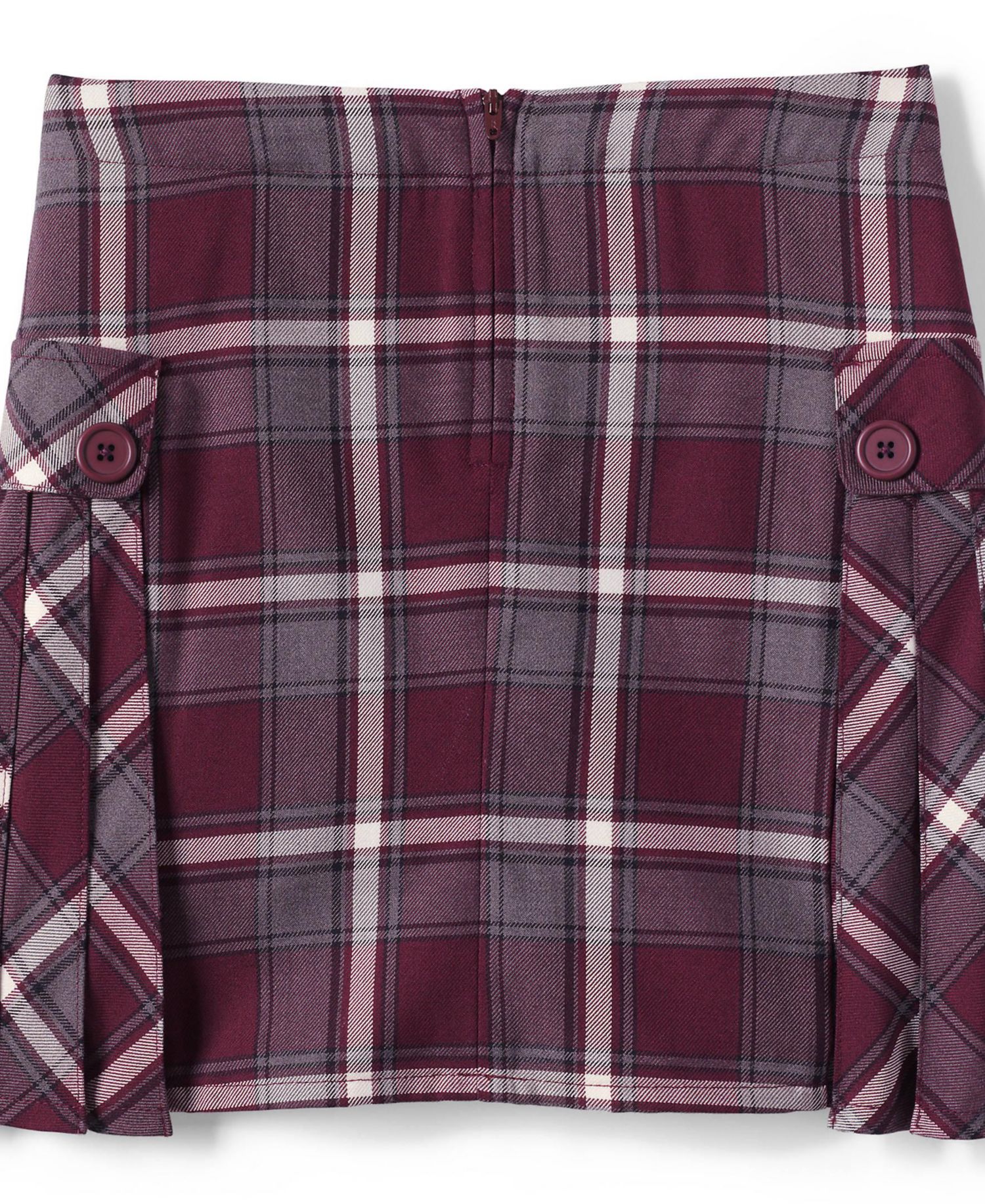 Big Girls School Uniform Slim Side Pleat Plaid Skort Above the Knee