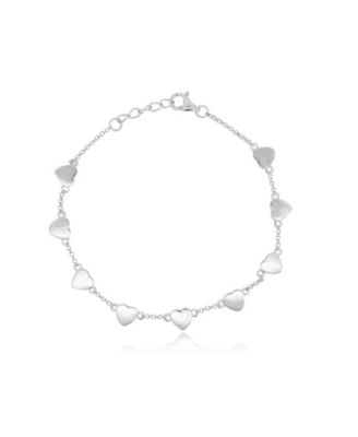 Heart Station Chain Bracelet Sterling Silver
