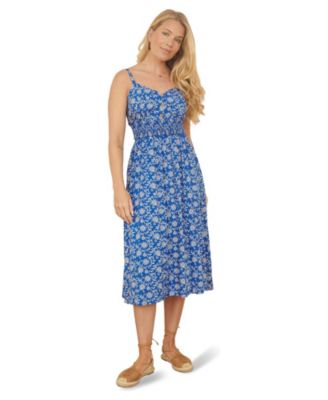 Women's Printed Sweetheart Neckline Midi Dress