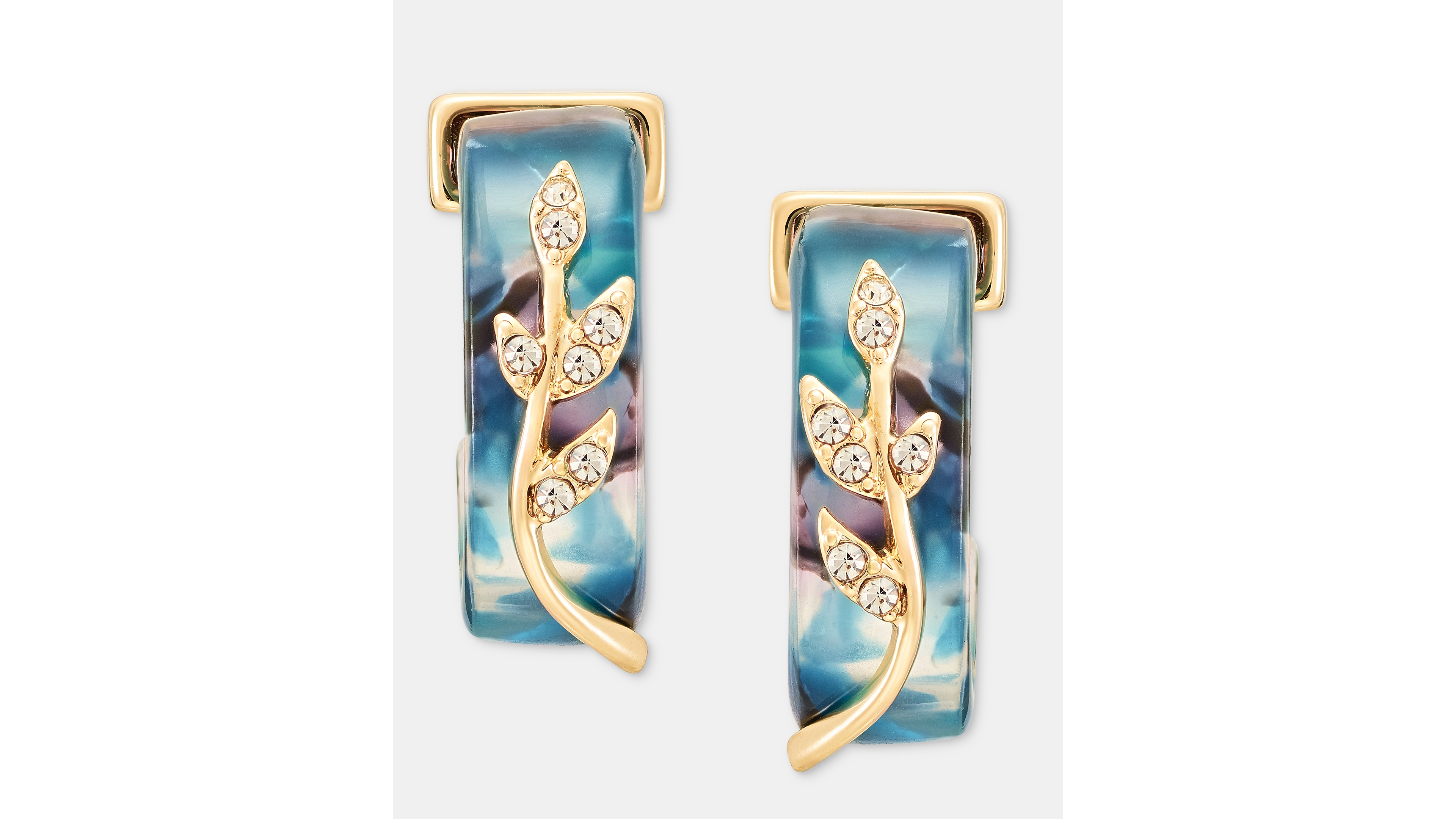 Lonna & Lilly Blue Pave Branch Hoop Earrings