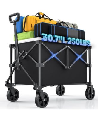 Collapsible Wagon With Wheels Foldable Dog Cart Utility Shopping Cart camping