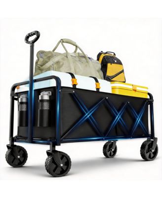 Collapsible Wagon Wheels Foldable Cart Steel Frame Portable Utility Sports Garden Camping