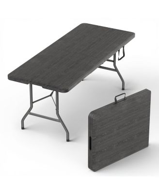 6 Feet Foldable Table Steel Handle Portable Party Events Picnic Camping Utility