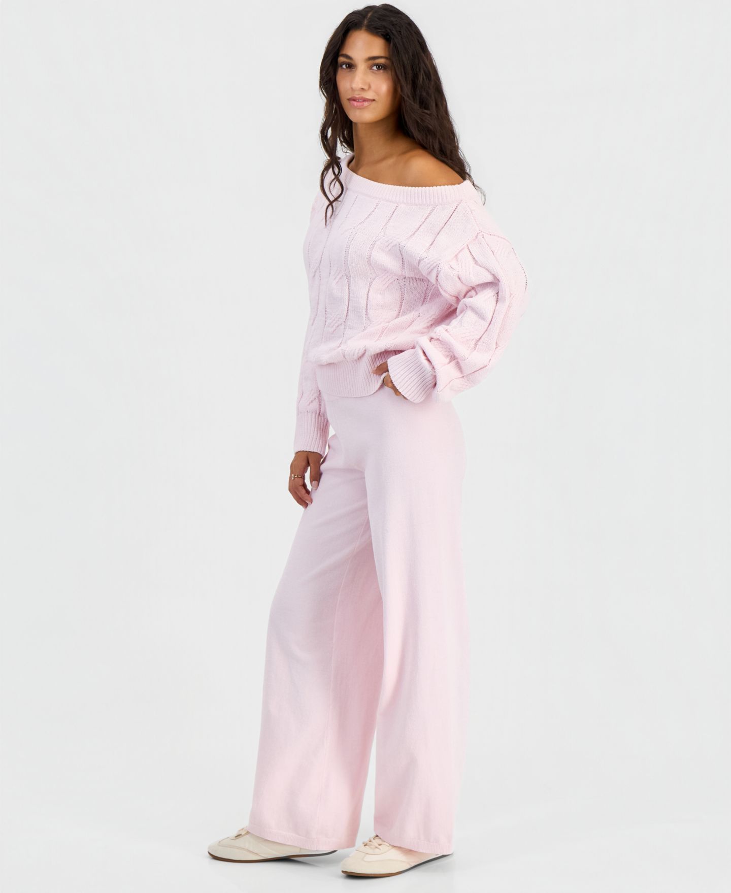 Женские брюки Hippie Rose Chenille Pull-On Wide-Leg, цвет: Ballet Slipper — фото 2