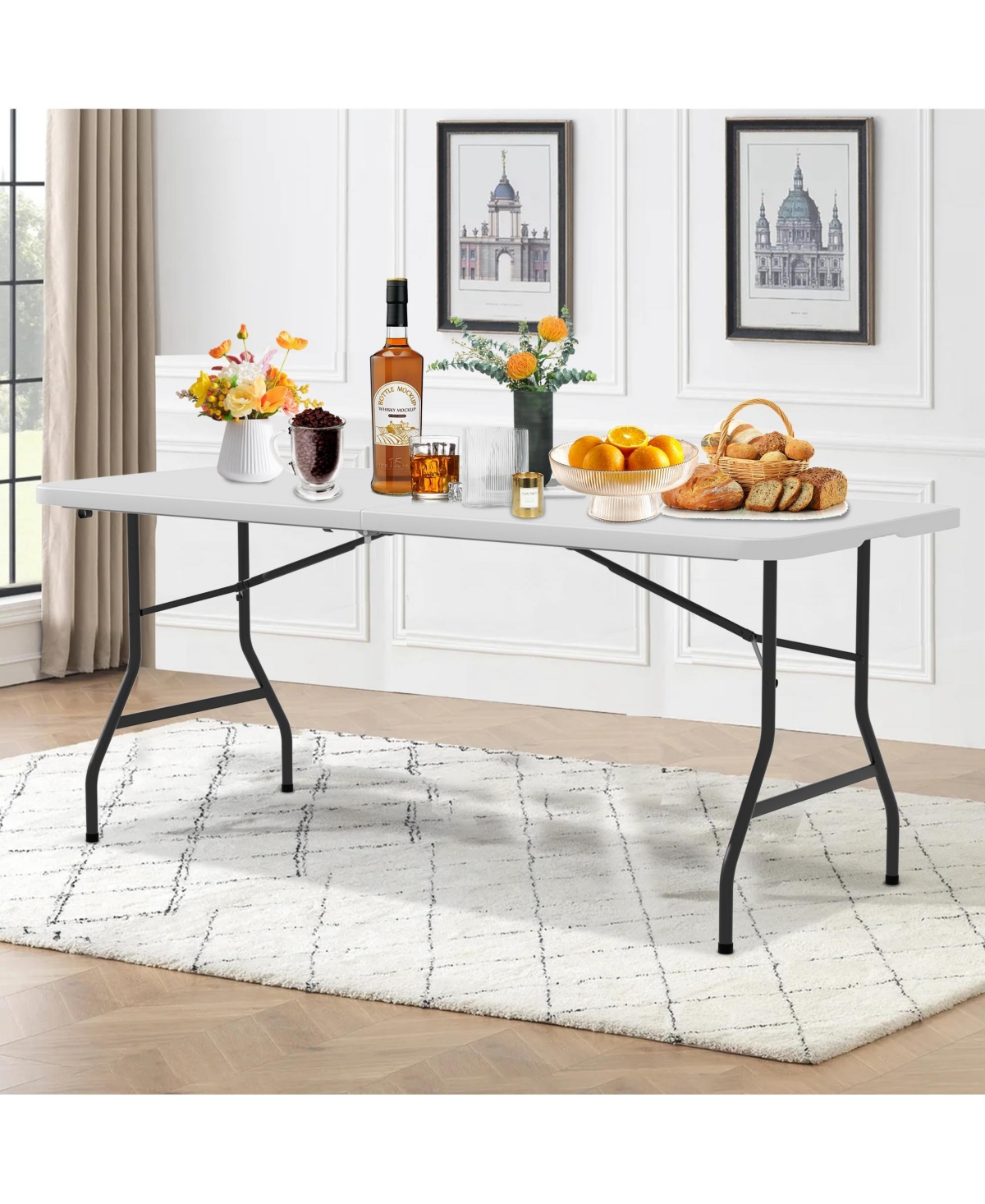 Aofar 6 Feet Folding Utility Party Dining Table Heavy Duty Lock Function