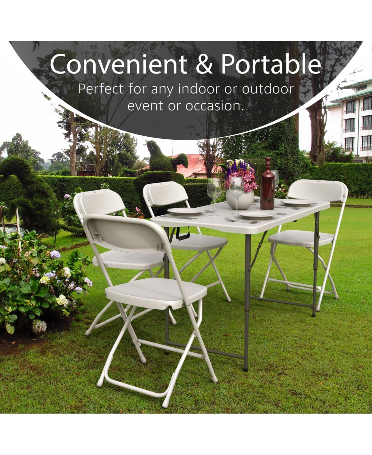 Aofar 4 Feet Foldable Table Adjustable Height Steel Portable
