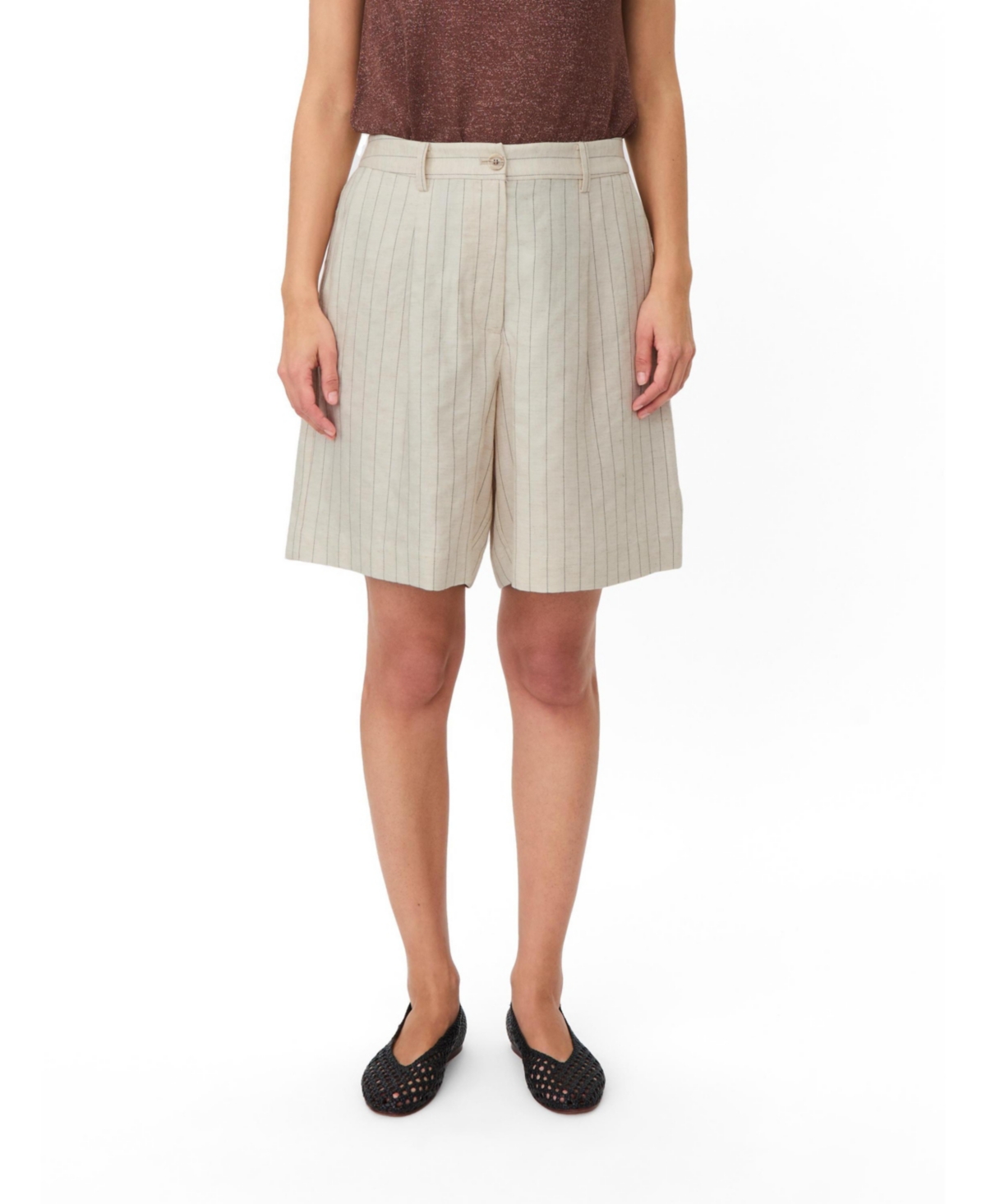 Masai Copenhagen Women's Mapauletta Linen-Blend Pinstripe Shorts