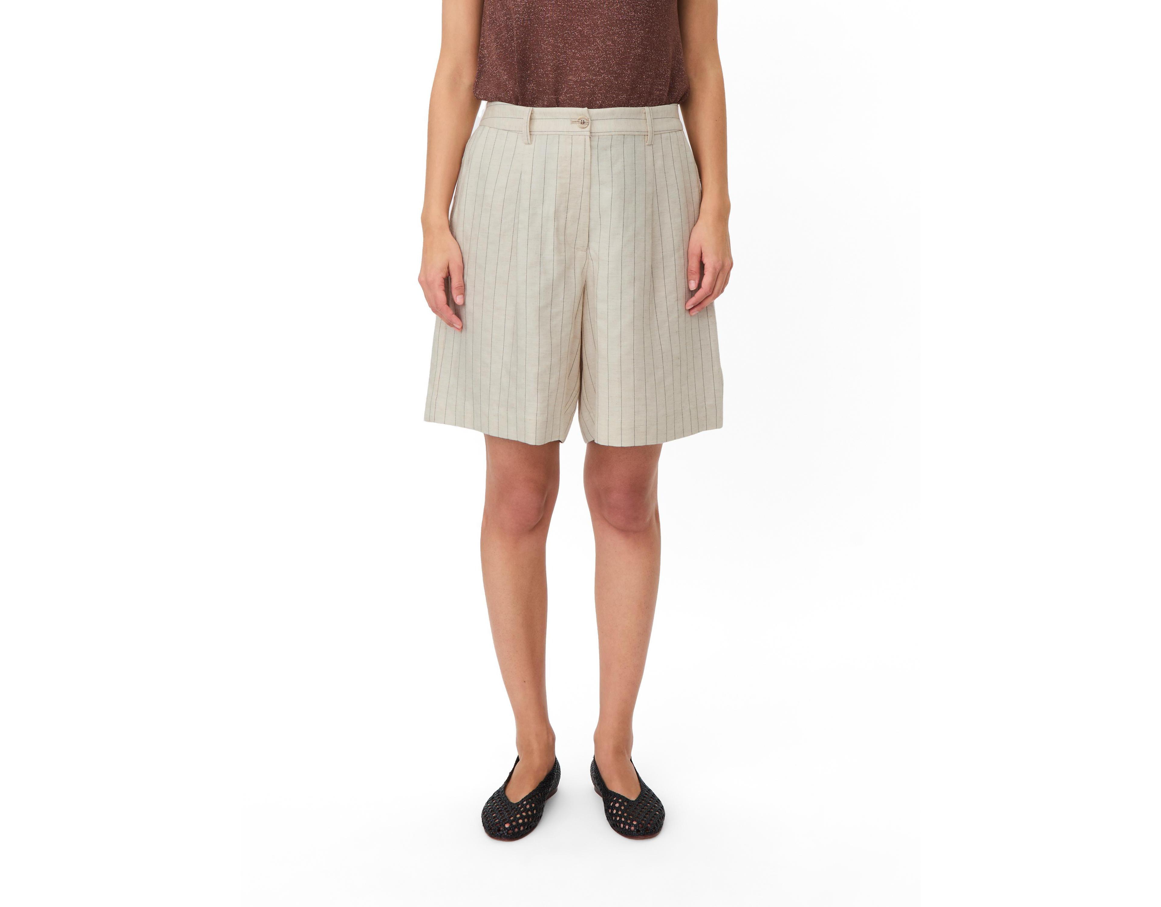 Masai Copenhagen Women's Mapauletta Linen-Blend Pinstripe Shorts