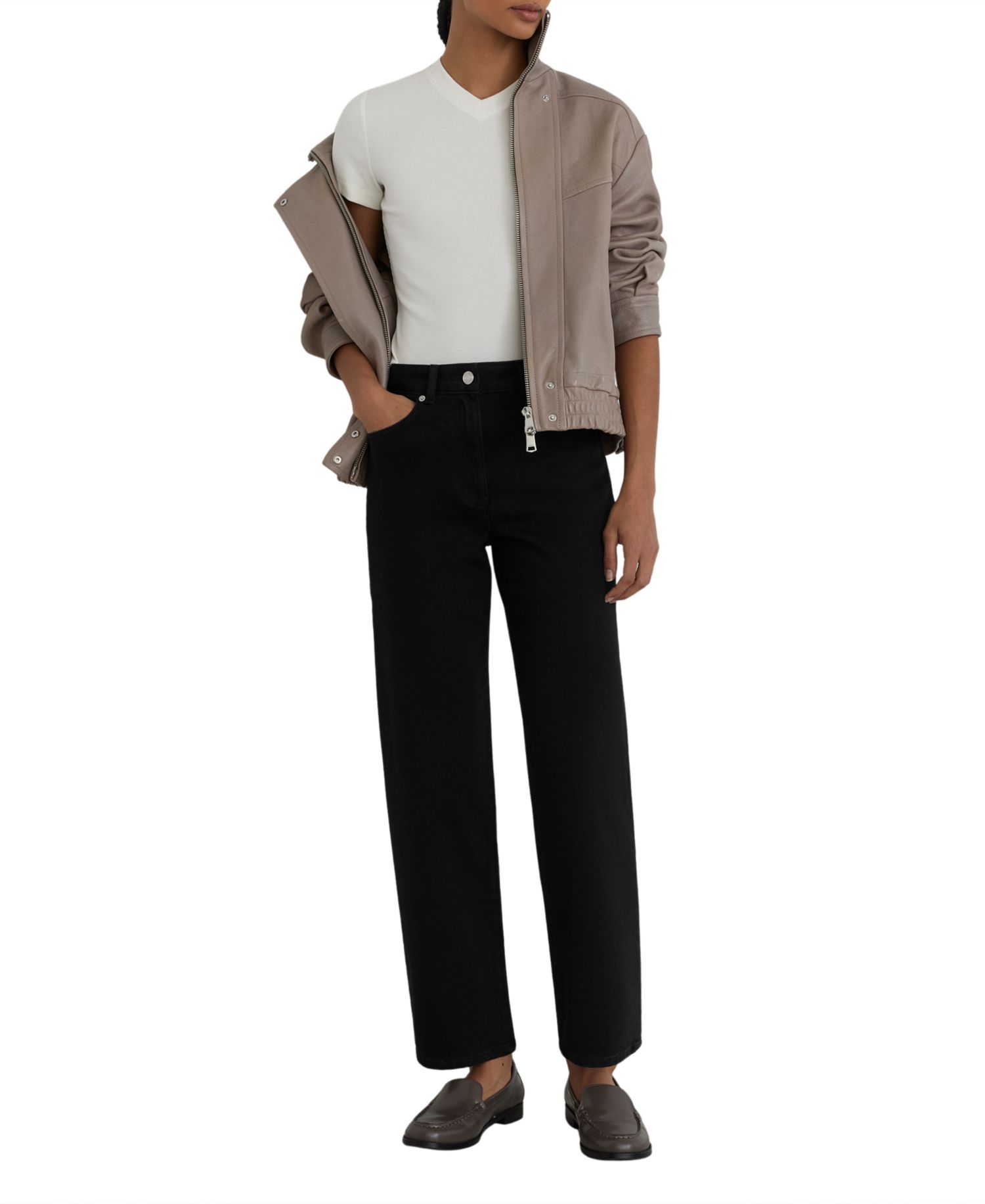 Petite Selin Mid-Rise Straight-Leg Stretch Jeans