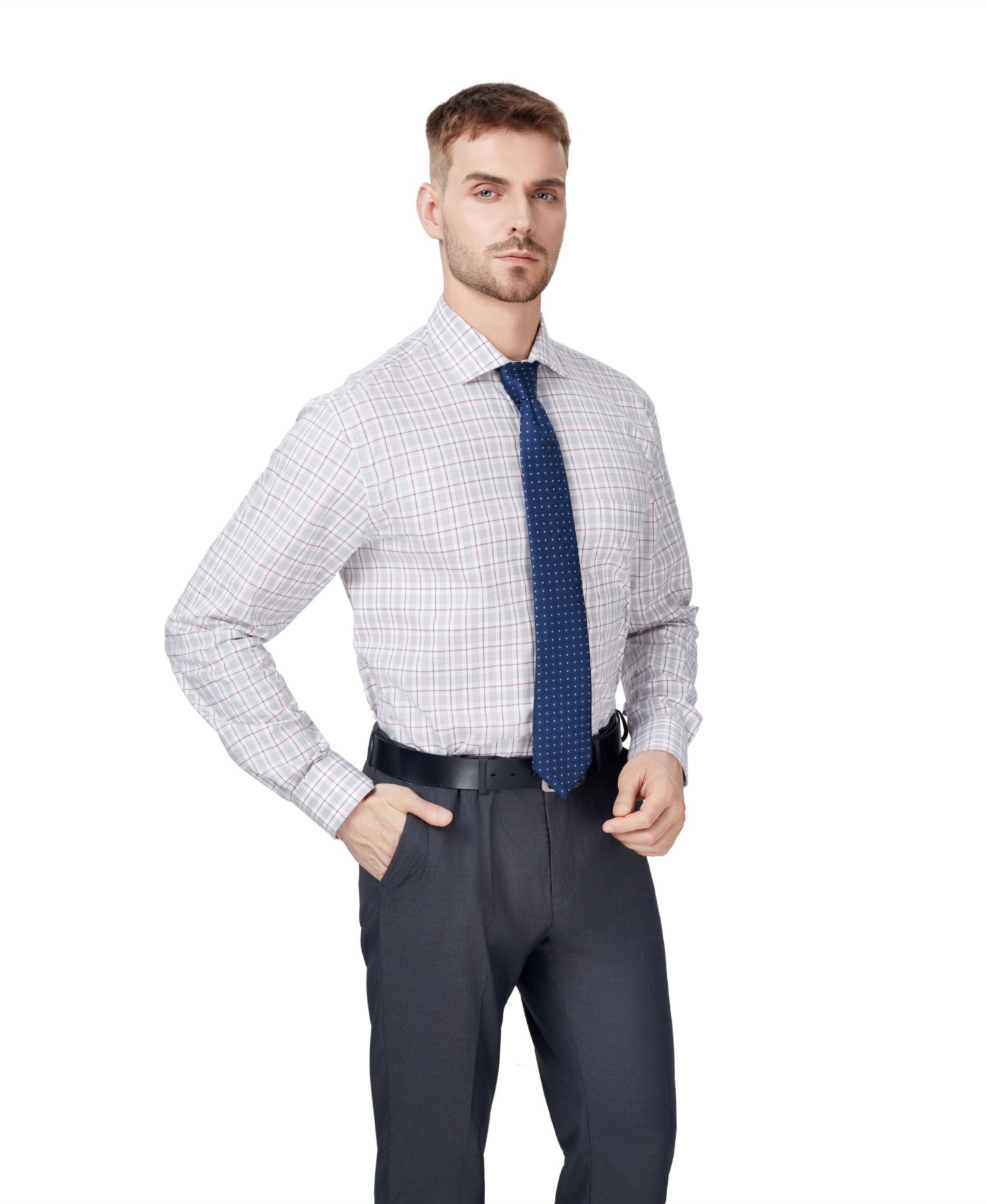 Men's Regular-Fit Bespoke Plaid Dress Shirt