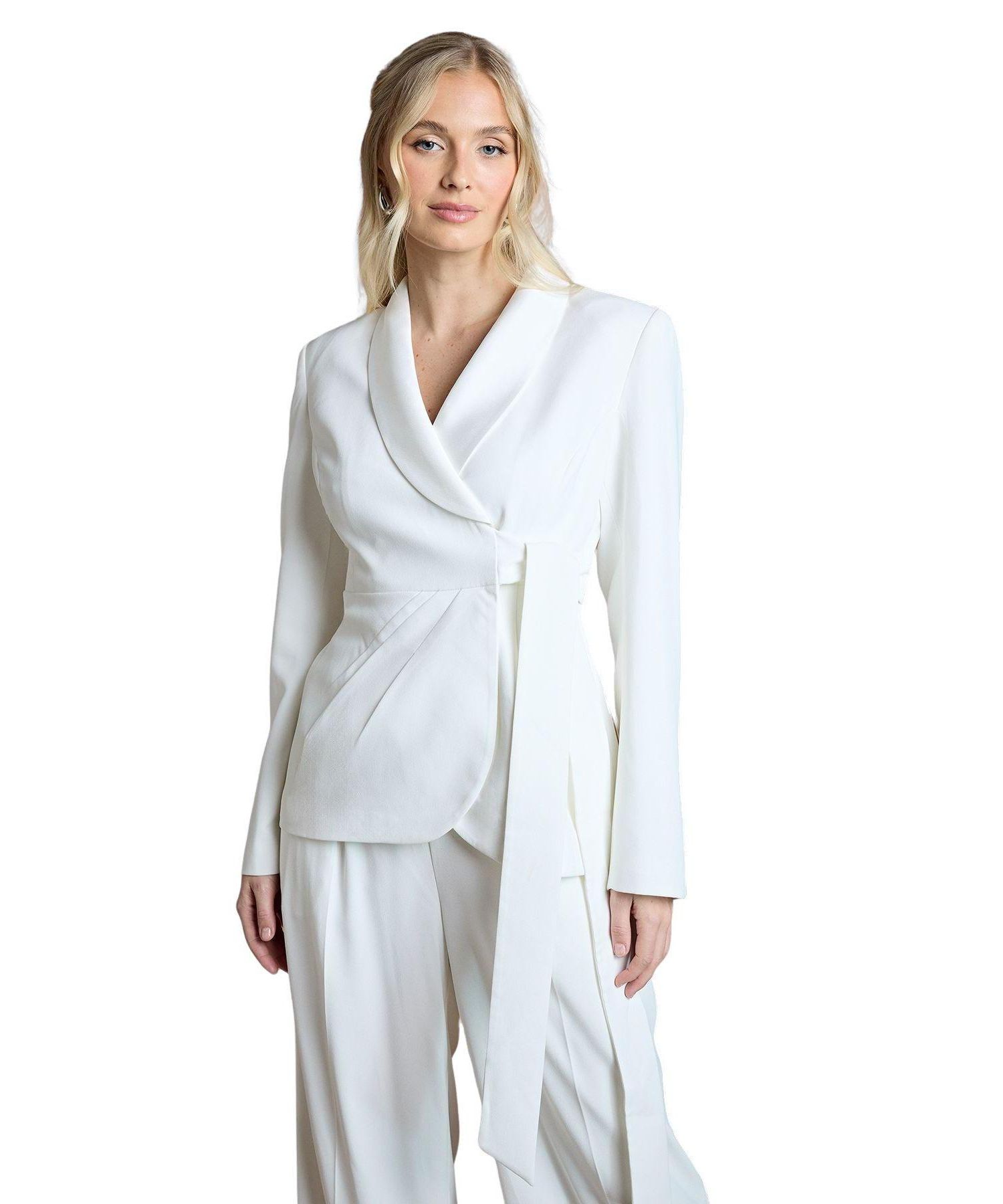 Women's Bridal Satin Wrap-Front Blazer