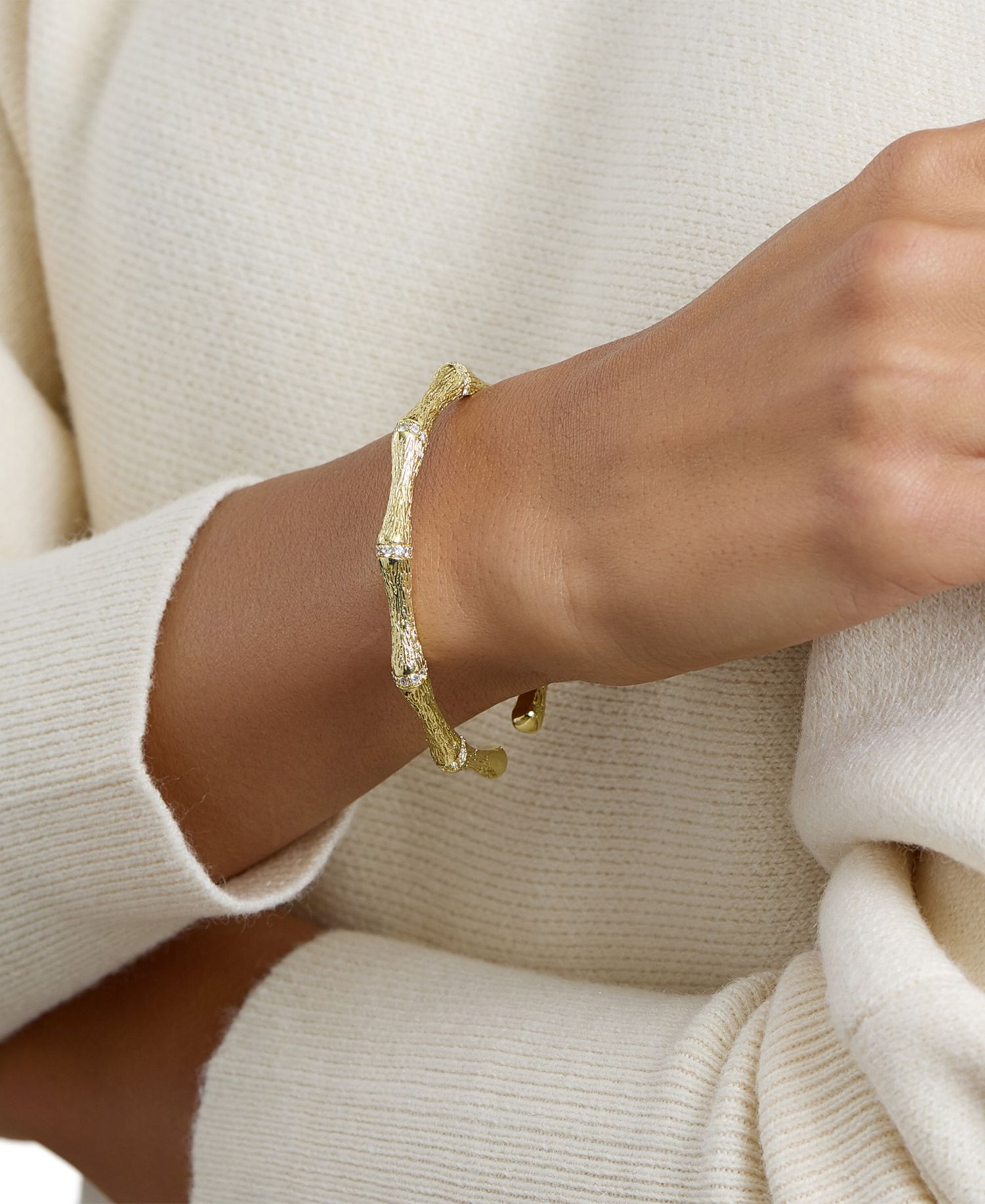 Gold-Plated Cubic Zirconia Cuff Bracelet