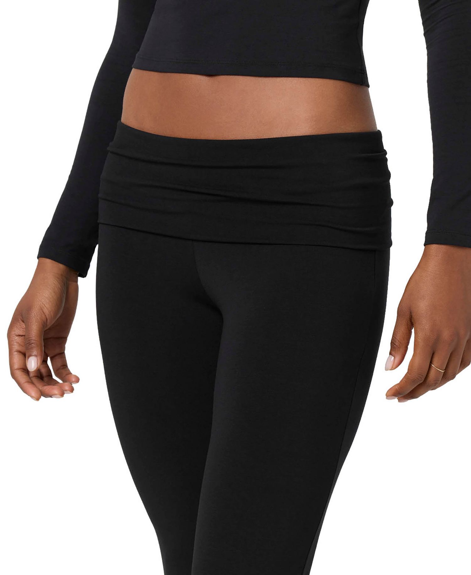 Women's Fold Down Fit & Flare Cotton-Blend Yoga Pants