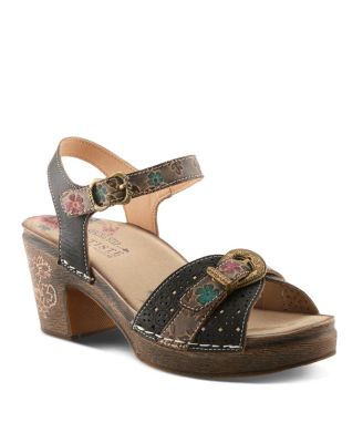 Women's Spring Step Upperbuck Ankle Strap with Hand-Painted Design