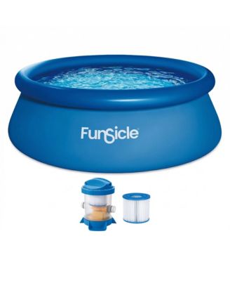 12' x 36" QuickSet Inflatable Ring Top Outdoor Above Ground Pool w/Pump