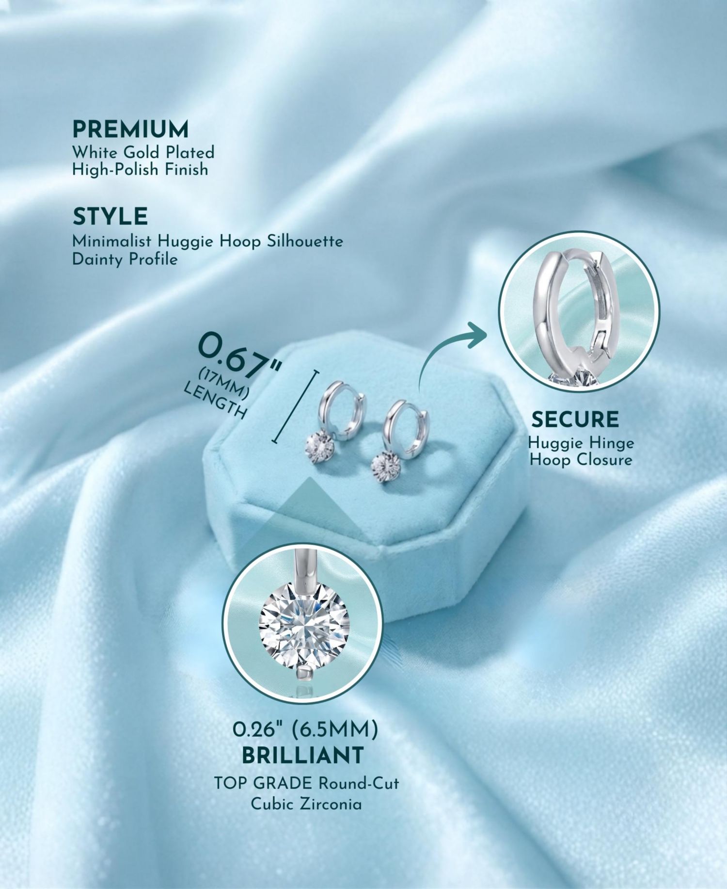 Radiant Gold Plated CZ Huggie Hoop Earrings
