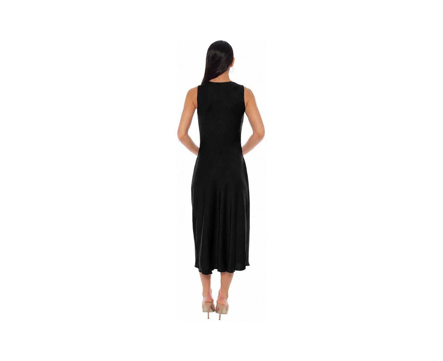 Women's Cowl Neck Sleeveless Crepe Satin Maxi Dress
