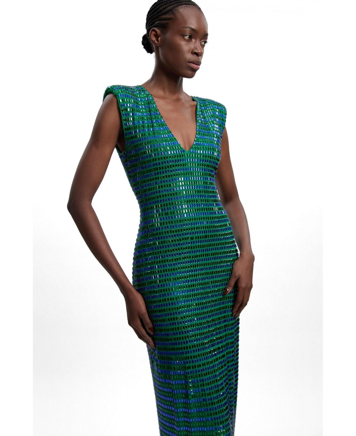Karen Millen Women's Plunge V-Neck Sleeveless Midi Dress