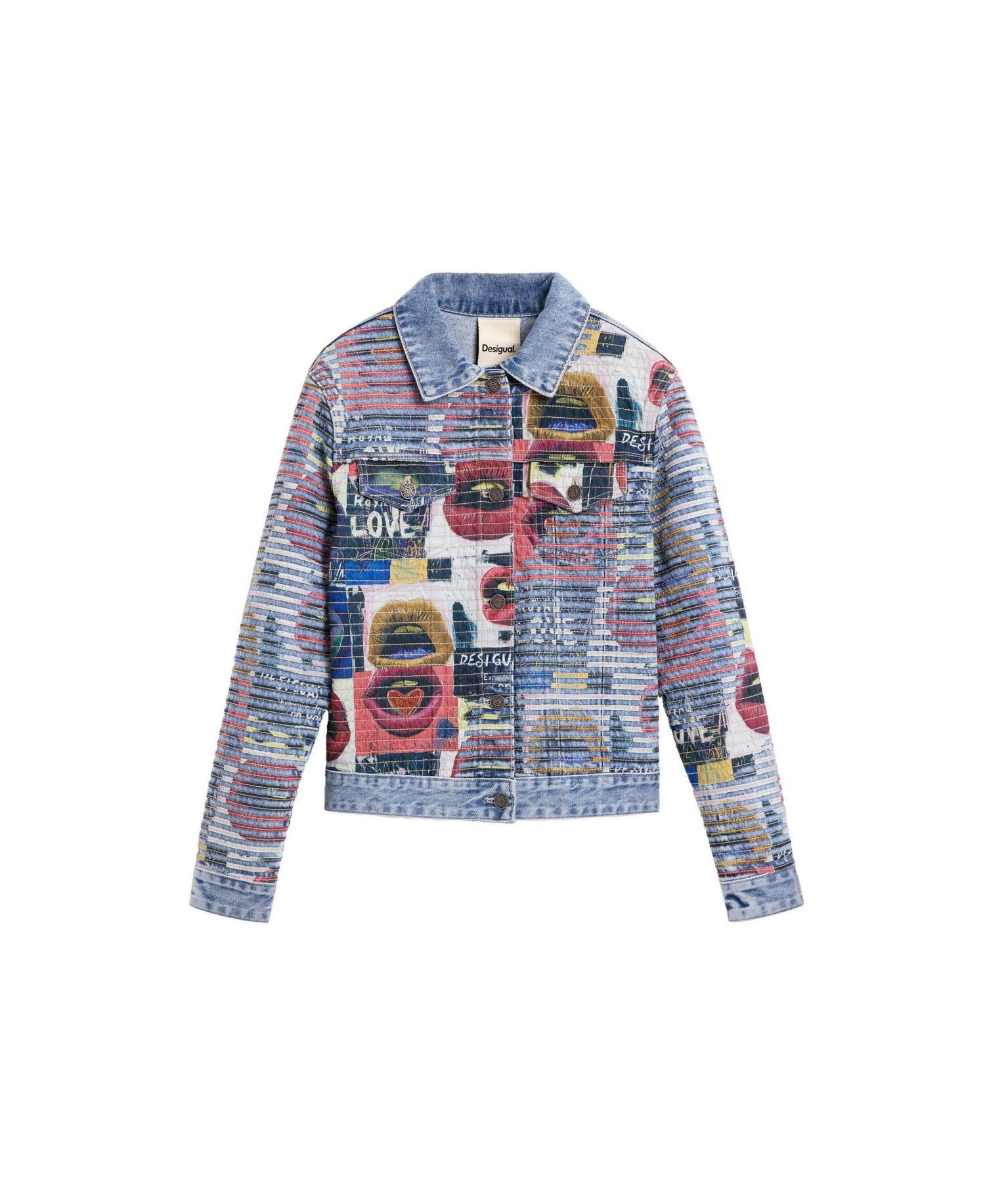 Women's Short Graphic-Print Denim Jacket
