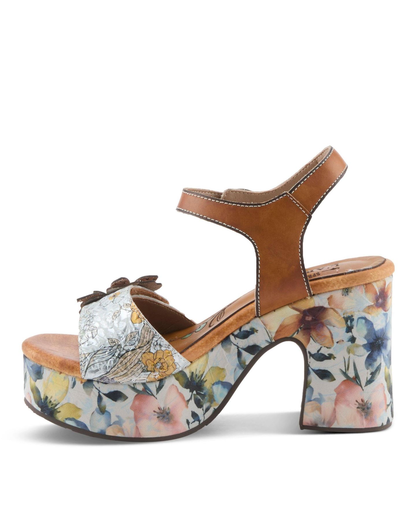 Женские сандалии L'Artiste Felis Platform with Hand-Painted Vamp, цвет: Верблюжий разноцветный — фото 2