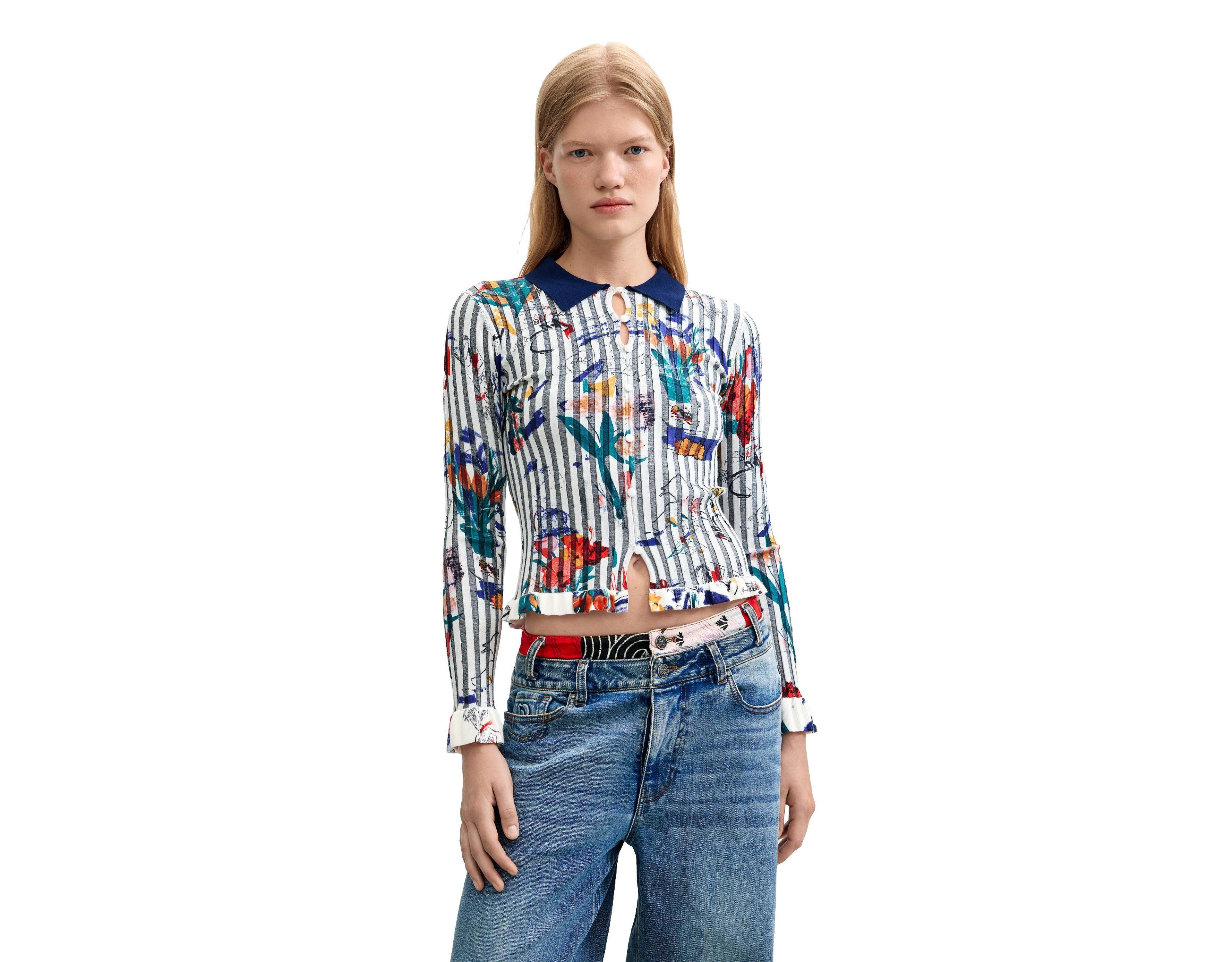 Desigual Women's Floral Sweater Shirt Collar