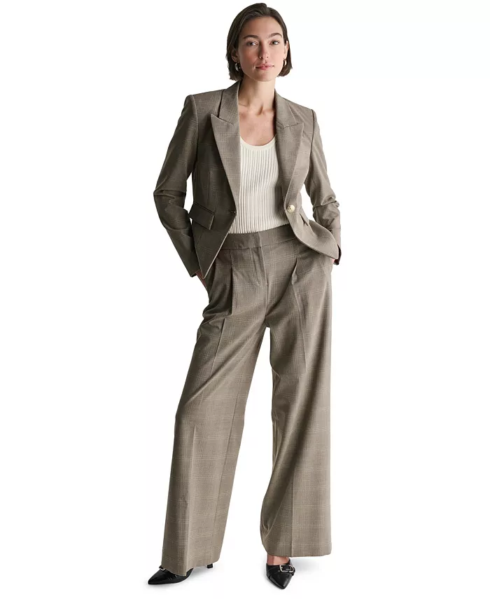 Women's Plaid One Button Blazer - thumbnail 2