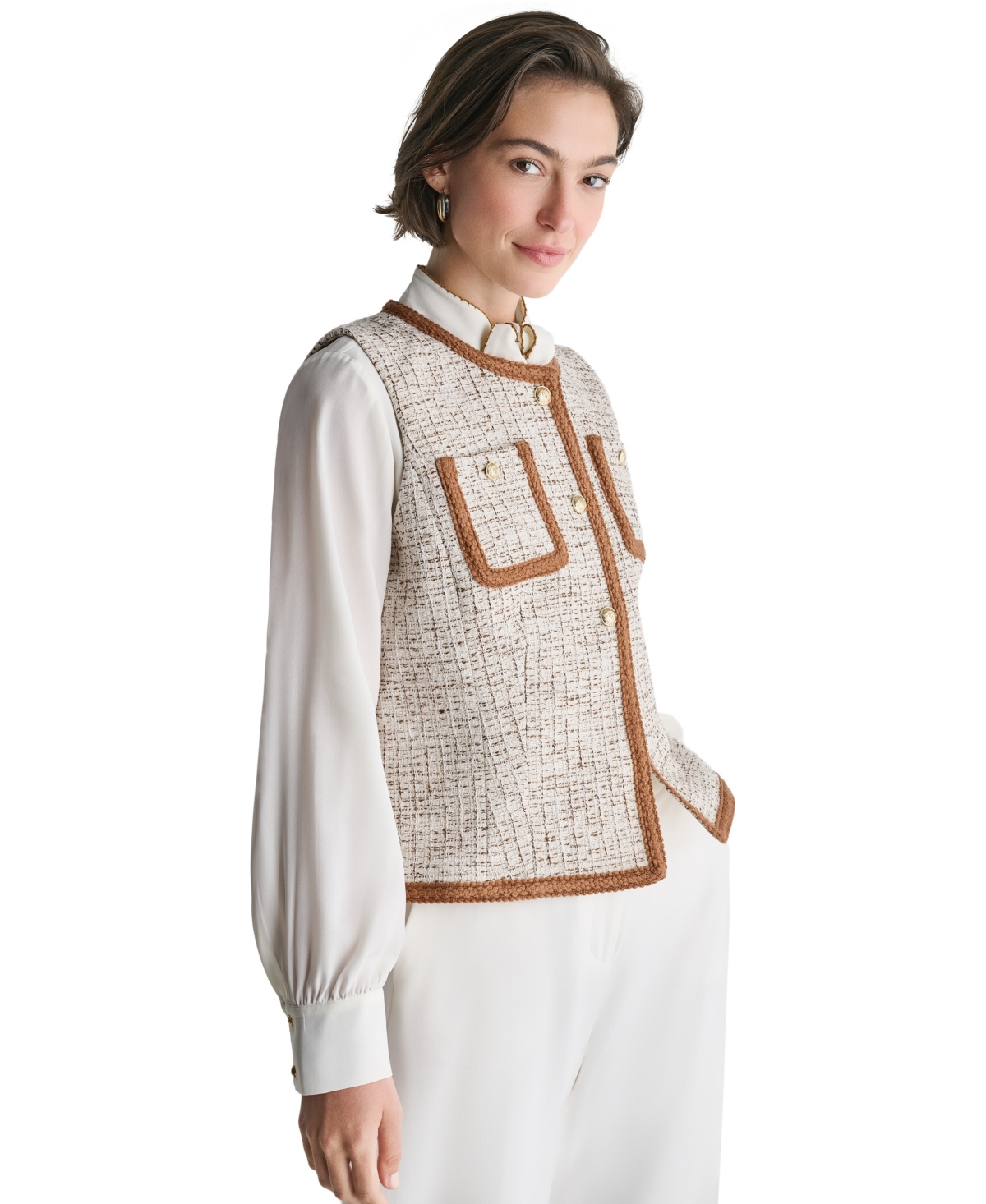 Bcbg Women's Collarless Three-Button Jacket