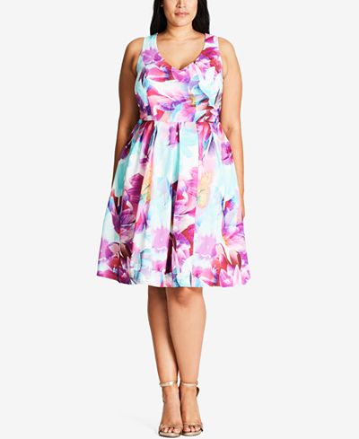 City Chic Trendy Plus Size Floral-Print Dress