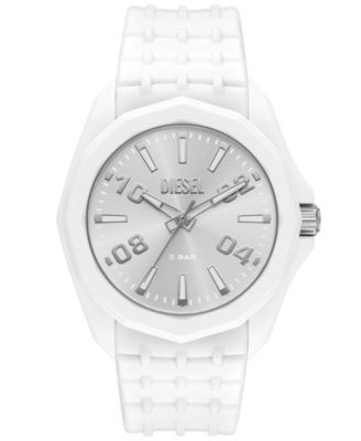 Men's Stinger Three-Hand Quartz White Silicone Watch 45mm