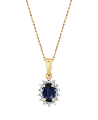 Sapphire (5/8 ct. t.w.) & Diamond (1/8 ct. t.w.) Pendant Necklace in 10k Yellow Gold