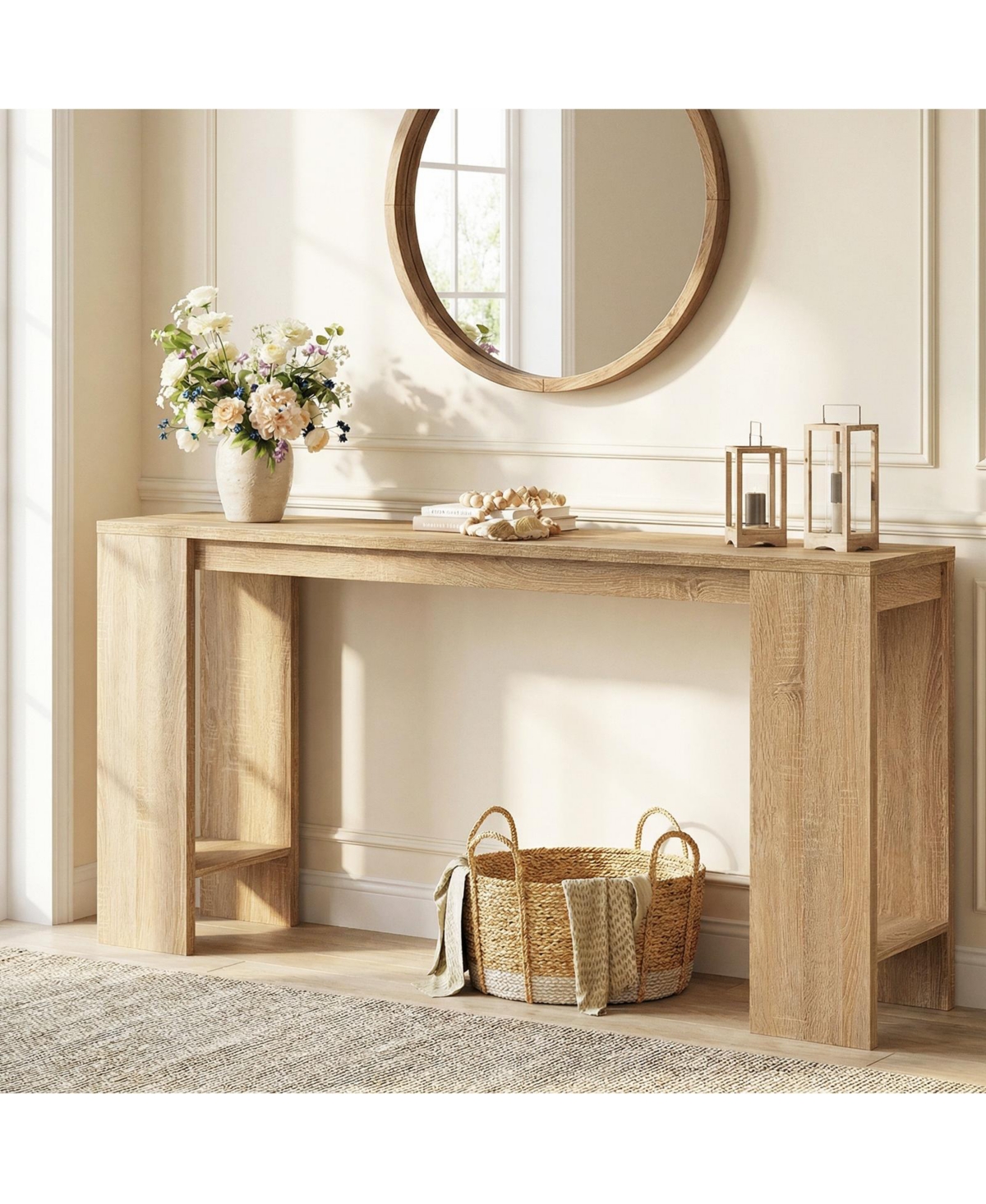 Costway 71 Inches Long Console Table, Farmhouse Entryway Table ,Wooden Narrow Sofa Table