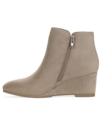 Style & Co Women's Portiaa Round Toe Wedge Dress Booties, Macy's Exclusive - Mushroom