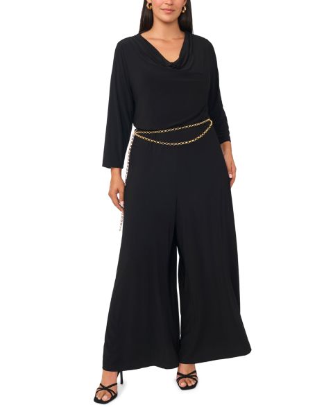 Женский комбинезон MSK Plus Size Cowl Neck 3/4-Sleeve Wide-Leg Jumpsuit, цвет: Cowl Neck Jumpsuit