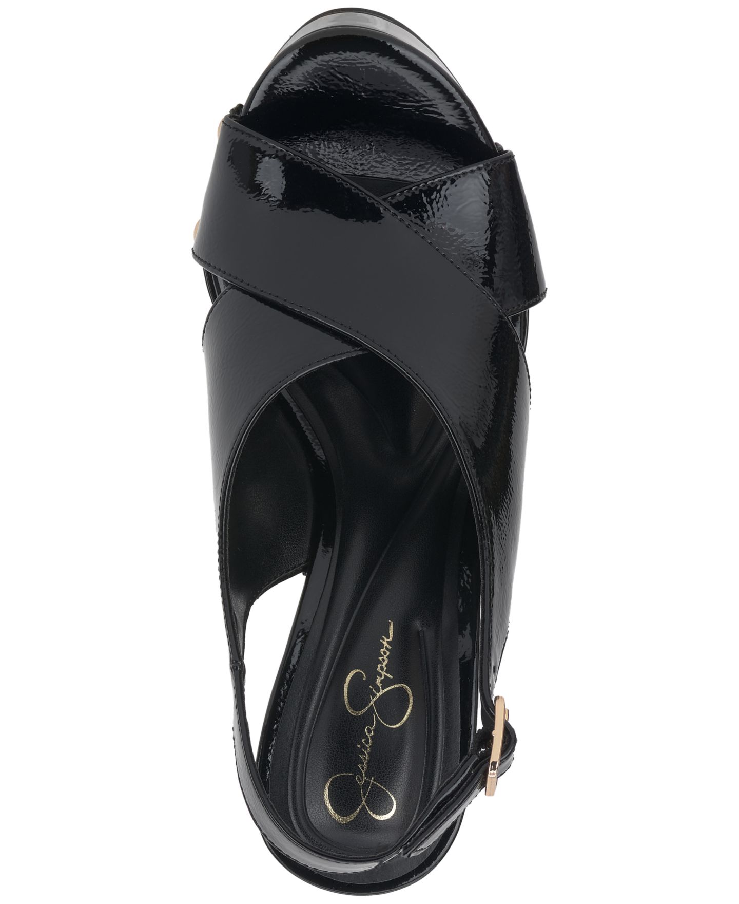 Женские сандалии Jessica Simpson Caulira Crossband Platform, цвет: Чёрный лаковый — фото 4