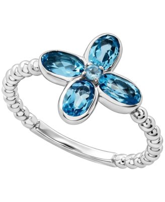 Blue Topaz (1-1/4 ct. t.w.) Flower Ring in Sterling Silver