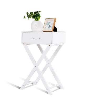 Nightstand X-Shape Drawer Accent side End Table Modern Home Furniture