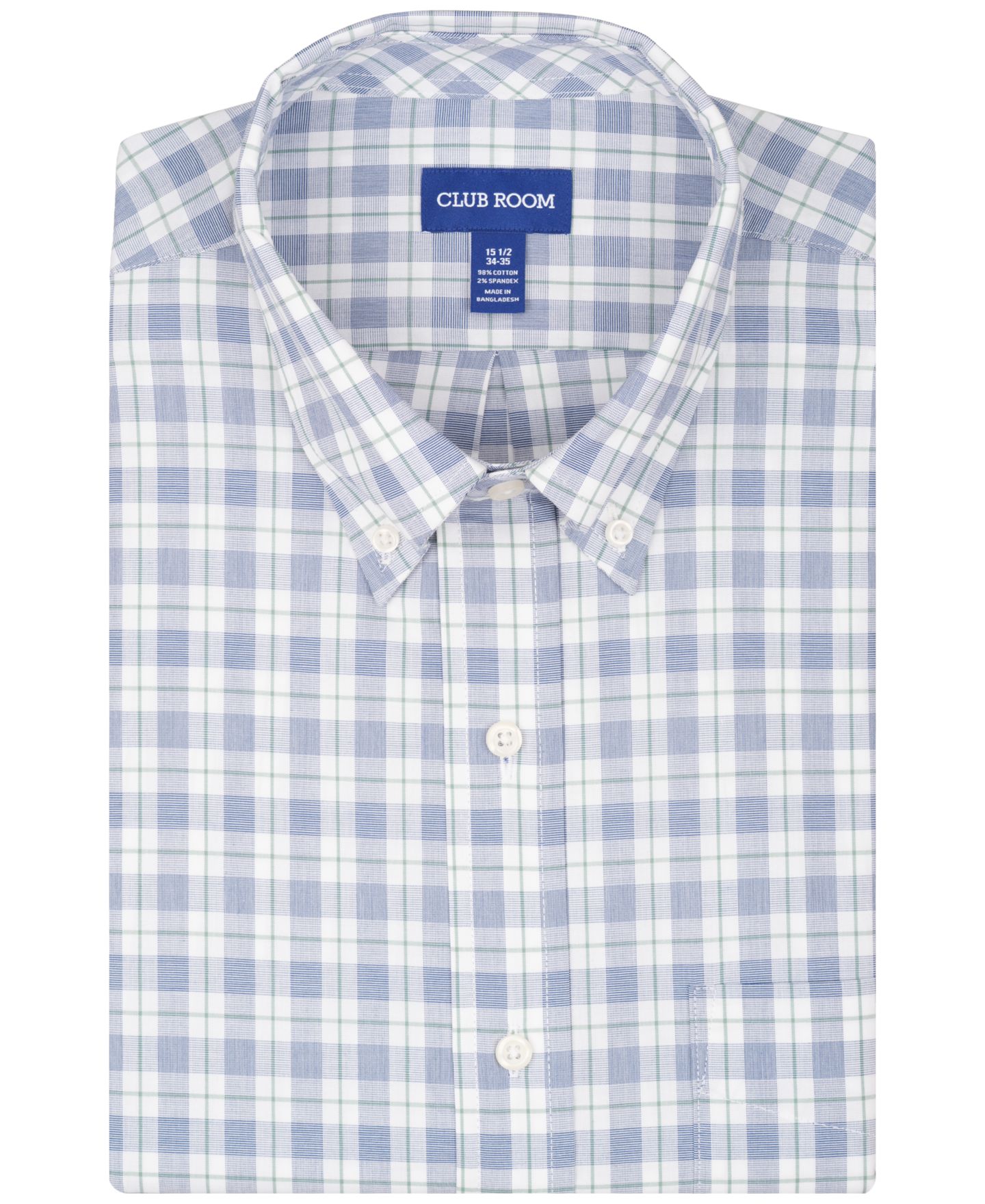 Мужская рубашка Club Room Regular-Fit Plaid Pattern Dress Shirt, цвет: Синий серый клетчатый — фото 7