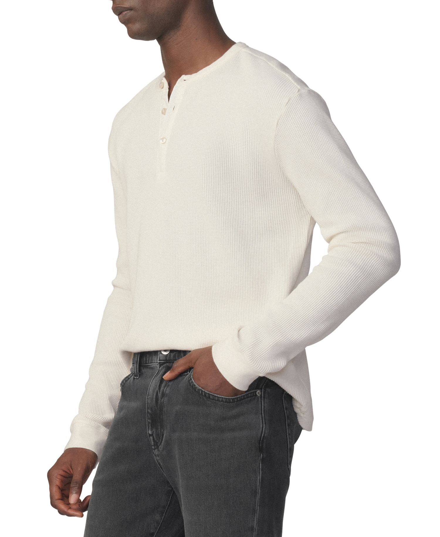 Men's Long-Sleeve Henley Waffle T-Shirt