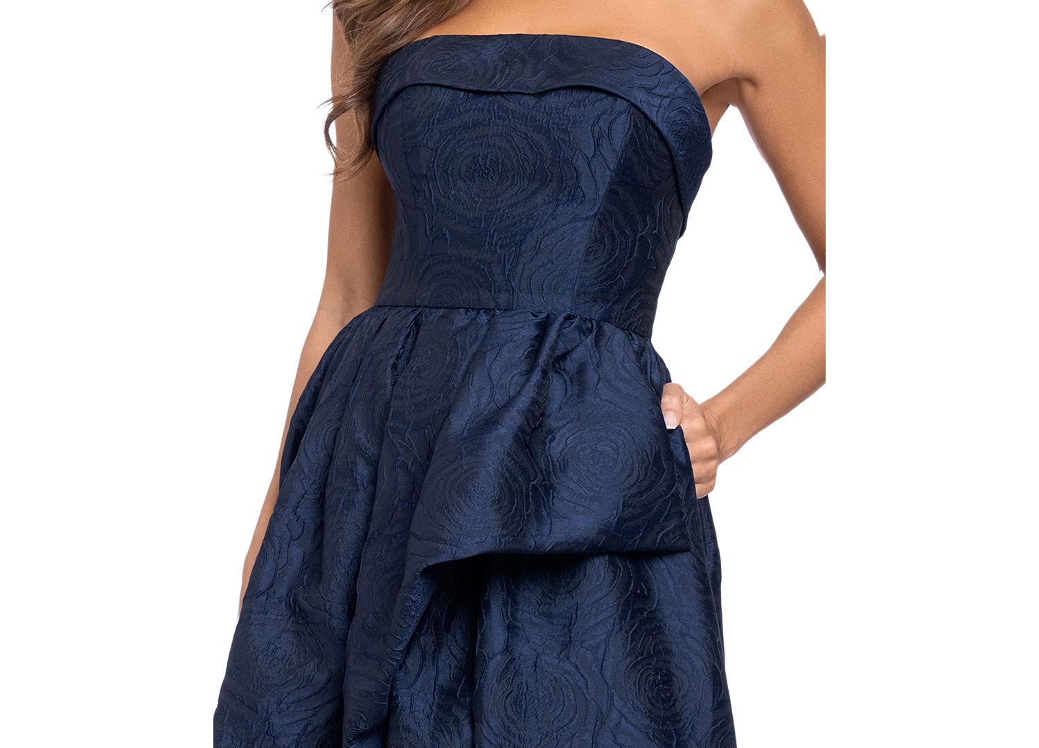 Women's Brocade Strapless Ruffle Gown