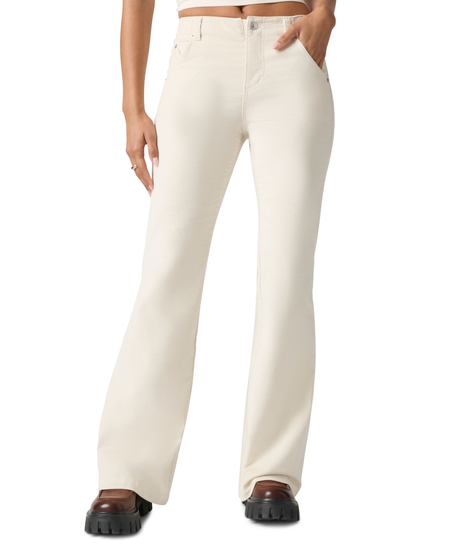 Juniors' High-Waist Flare Corduroy Pants