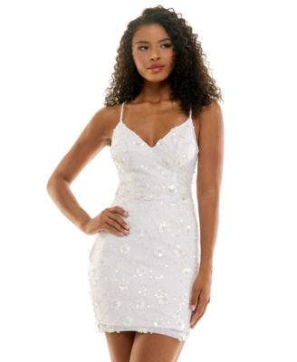 white casual dresses for juniors Juniors' & Teen Cocktail dress FIT:PETITE Coastal Chic: Beautiful Mother-Of-The-Bride Dust and scalloped hem