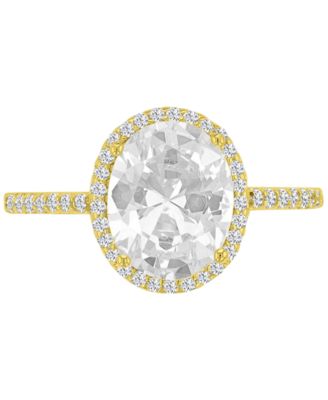 14k Gold-Plated Oval Classic Halo Bridal Ring