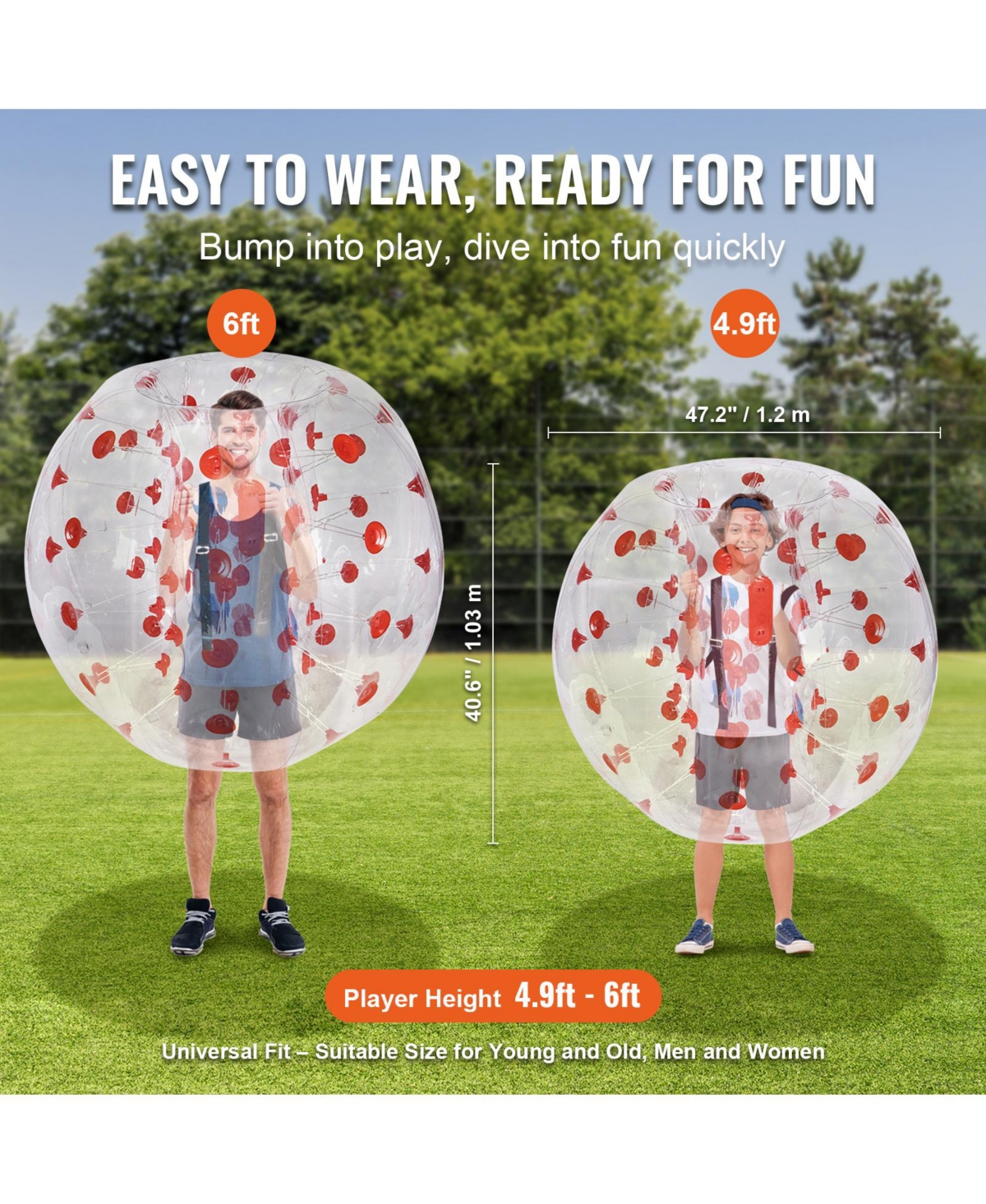 Vevor Inflatable Bumper Ball 1-Pack Pvc Sumo Zorb Ball for Teen